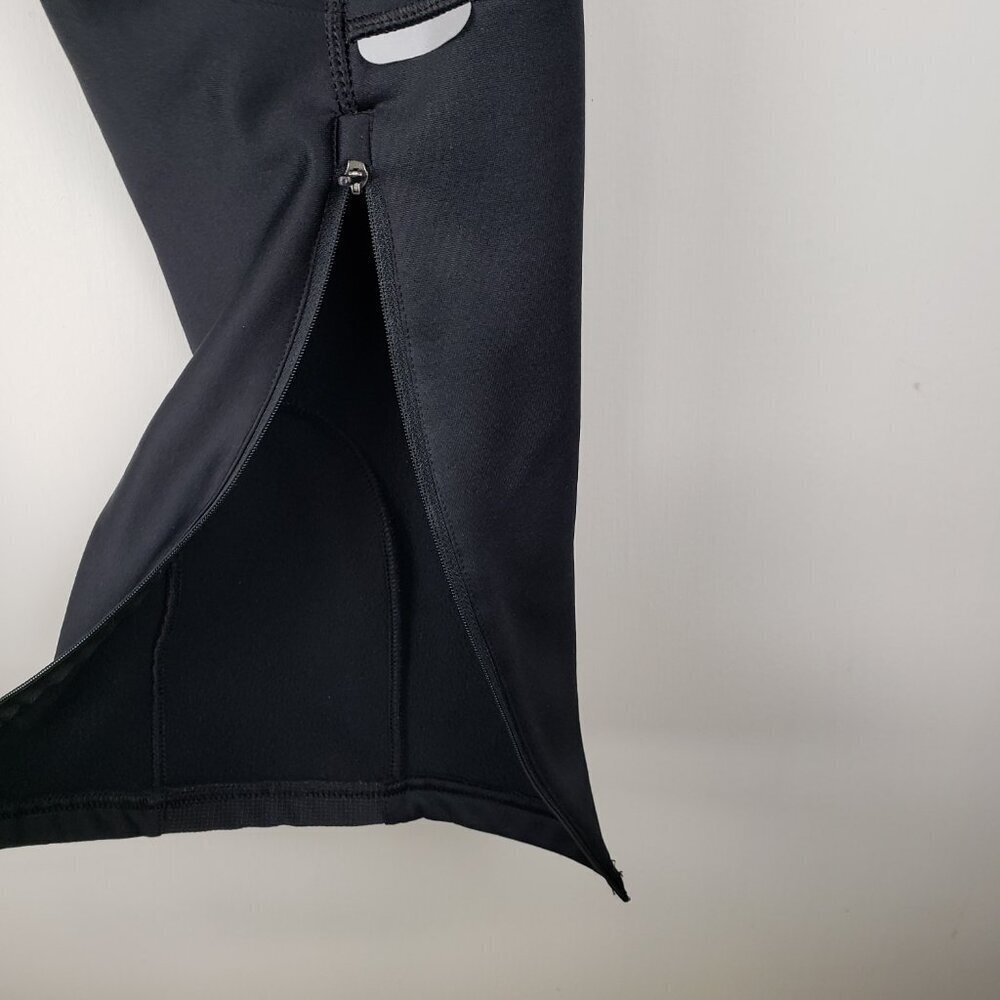 Showers Pass Fleece Lined Track Pants Black Reflective Leg Zipper Mens Medium - Picture 8 of 11